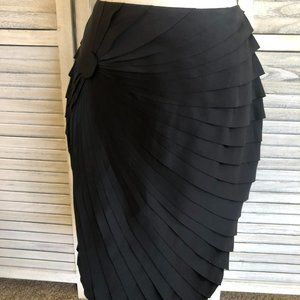 NWT Calvin Klein Black Satin-like Multi-layered Pencil Skirt M